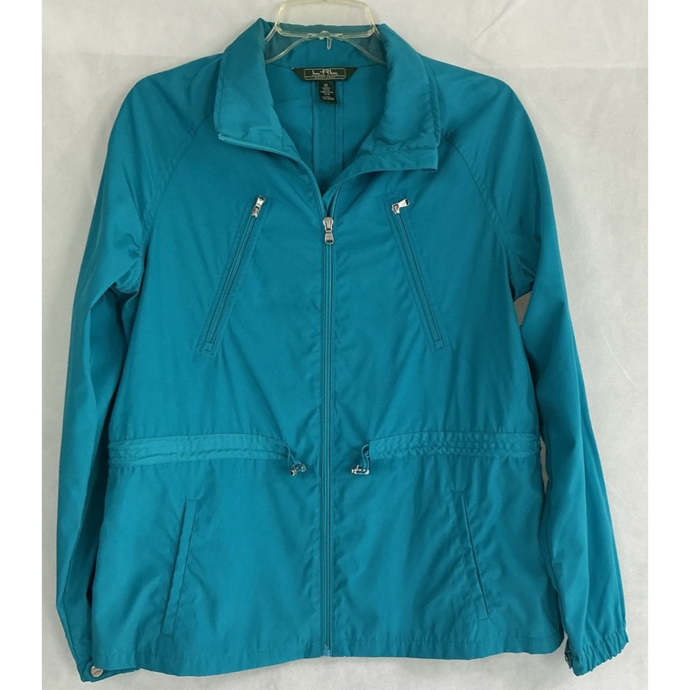 Lauren Ralph Lauren Active Jacket Womens Medium Blue Full Zip Windbreaker 1184